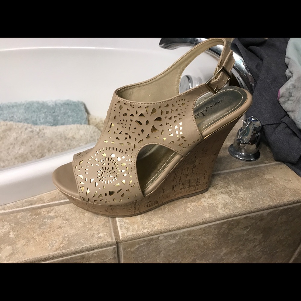 Beige wedges